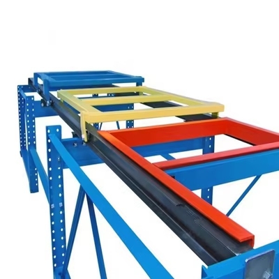 Customized Heavy Duty Push Back Pallet Racking Solution Epoxy Coated Adjustable Beam Levels 500-1200mm Depth