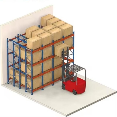 Customized Heavy Duty Push Back Pallet Racking Solution Epoxy Coated Adjustable Beam Levels 500-1200mm Depth